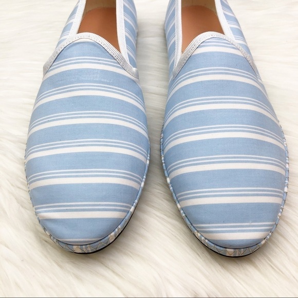 New J. Crew Printed Venetian Loafers in Blue and White Stripe - Picture 4 of 9